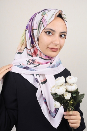 Piramit Desenli Dijital Tivil Eşarp Desen-53