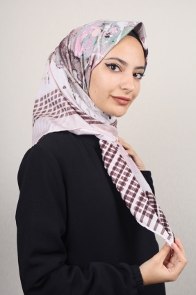 Piramit Desenli Dijital Tivil Eşarp Desen-54