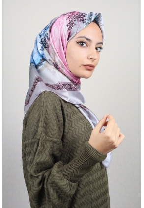 Piramit Desenli Dijital Tivil Eşarp Desen-73