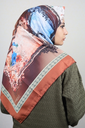 Piramit Desenli Dijital Tivil Eşarp Desen-73