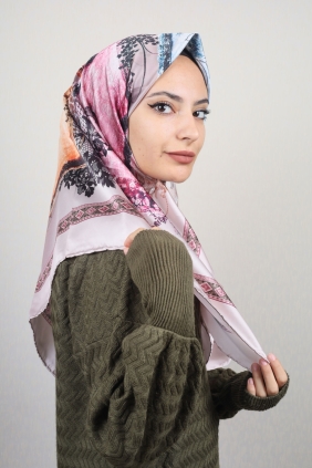 Piramit Desenli Dijital Tivil Eşarp Desen-73