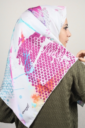 Piramit Desenli Dijital Tivil Eşarp Desen-74