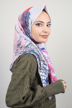 Piramit Desenli Dijital Tivil Eşarp Desen-74