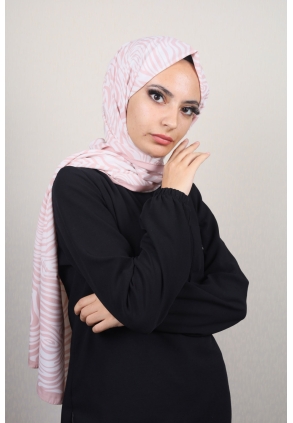 Moda Kaşmir Pembe-Beyaz Serisi Medine İpeği Şal - Desen-01