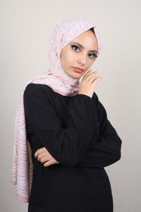 Moda Kaşmir Pembe-Beyaz Serisi Medine İpeği Şal - Desen-01