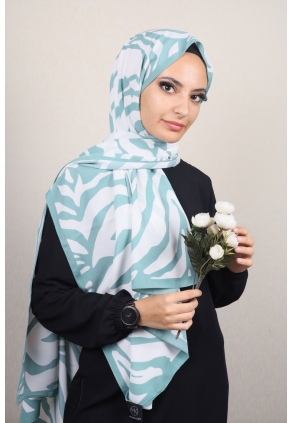 Moda Kaşmir Yeşil-Beyaz Serisi Medine İpeği Şal - Desen-01
