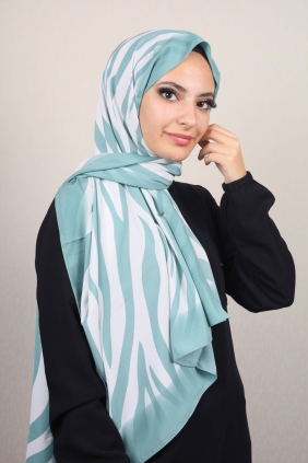 Moda Kaşmir Yeşil-Beyaz Serisi Medine İpeği Şal - Desen-01