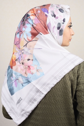 Piramit Desenli Dijital Tivil Eşarp Desen-83