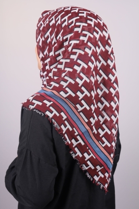 Poloist Desenli Keten Flamlı Eşarp - Desen-518