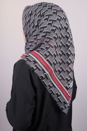 Poloist Desenli Keten Flamlı Eşarp - Desen-518