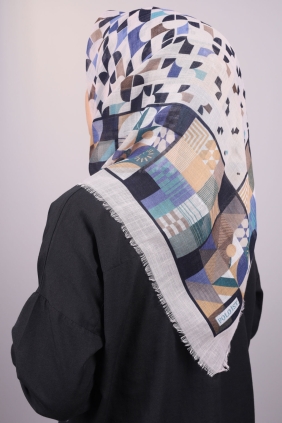 Poloist Desenli Keten Flamlı Eşarp - Desen-522