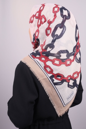 Poloist Desenli Keten Flamlı Eşarp - Desen-524