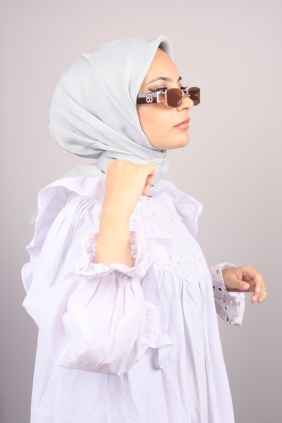 Piramit Düz Renk Simli Abiye Eşarp - Desen-09