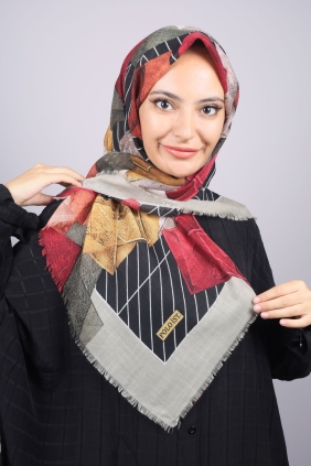 Poloist Desenli Keten Flamlı Eşarp - Desen-531