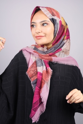 Poloist Desenli Keten Flamlı Eşarp - Desen-531