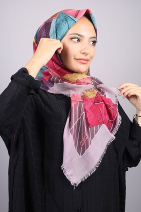 Poloist Desenli Keten Flamlı Eşarp - Desen-531