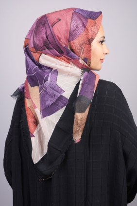 Poloist Desenli Keten Flamlı Eşarp - Desen-531