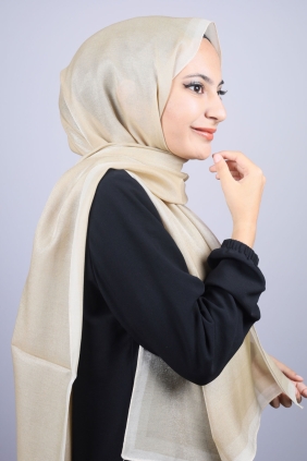 Piramit Düz Renk Simli Bantlı Abiye Şal - Desen-06