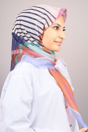 Poloist Desenli Keten Flamlı Eşarp - Desen-538