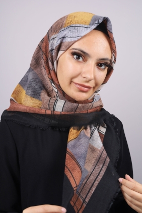 Poloist Desenli Keten Flamlı Eşarp - Desen-546