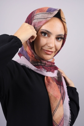 Poloist Desenli Keten Flamlı Eşarp - Desen-546