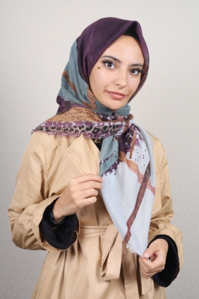 Poloist Desenli Keten Flamlı Eşarp - Desen-556