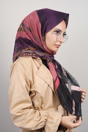 Poloist Desenli Keten Flamlı Eşarp - Desen-556