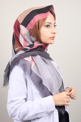 Poloist Desenli Keten Flamlı Eşarp - Desen-576