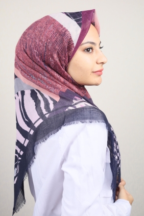 Poloist Desenli Keten Flamlı Eşarp - Desen-577