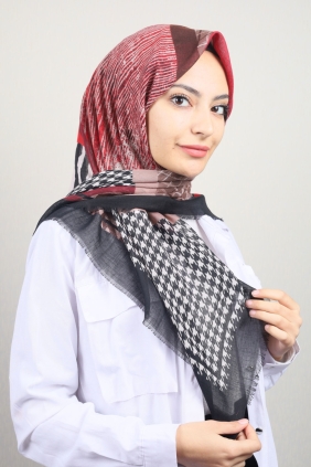 Poloist Desenli Keten Flamlı Eşarp - Desen-577