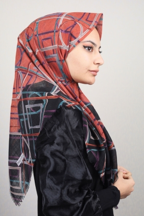 Poloist Desenli Keten Flamlı Eşarp - Desen-584