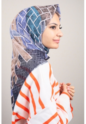 Poloist Desenli Keten Flamlı Eşarp - Desen-591