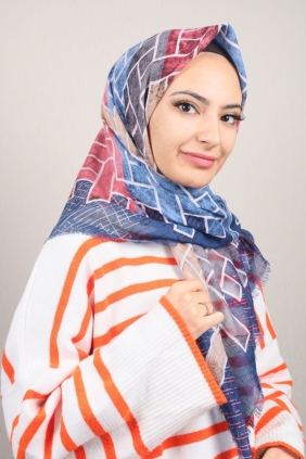 Poloist Desenli Keten Flamlı Eşarp - Desen-591