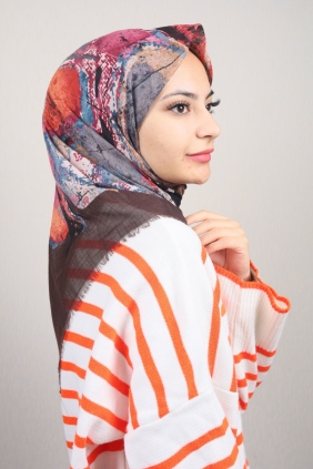 Poloist Desenli Keten Flamlı Eşarp - Desen-593