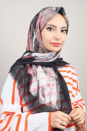 Poloist Desenli Keten Flamlı Eşarp - Desen-593