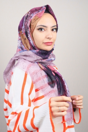 Poloist Desenli Keten Flamlı Eşarp - Desen-593