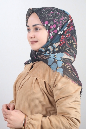 Poloist Desenli Keten Flamlı Eşarp - Desen-625