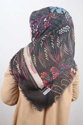 Poloist Desenli Keten Flamlı Eşarp - Desen-625