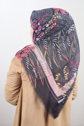 Poloist Desenli Keten Flamlı Eşarp - Desen-625