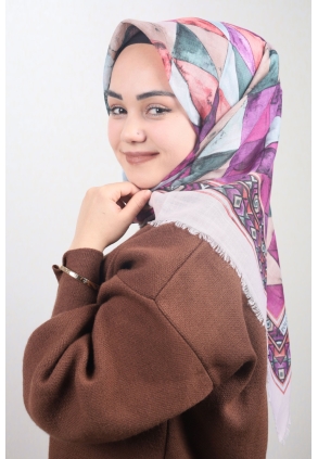 Poloist Desenli Keten Flamlı Eşarp - Desen-626