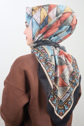 Poloist Desenli Keten Flamlı Eşarp - Desen-626