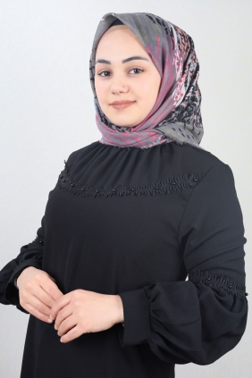 Poloist Desenli Keten Flamlı Eşarp - Desen-640