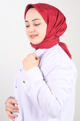 Piramit Kendinden Desenli Monogram Floş Eşarp - Desen-01