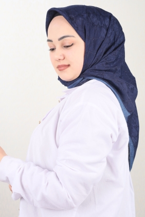 Piramit Kendinden Desenli Monogram Floş Eşarp - Desen-01