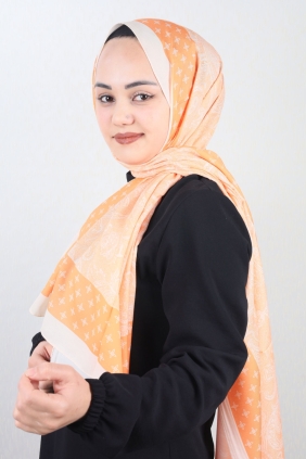 Emproyal Desenli Naturel İpek Şal - Desen-07