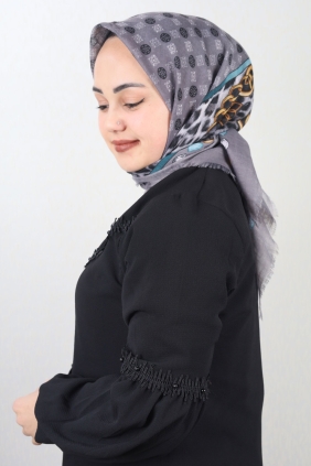 Poloist Desenli Keten Flamlı Eşarp - Desen-675