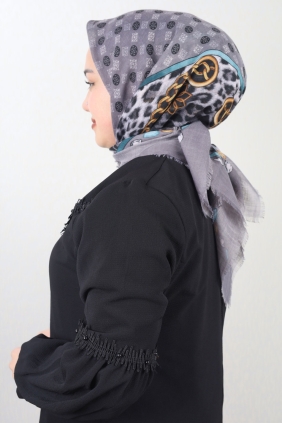 Poloist Desenli Keten Flamlı Eşarp - Desen-675