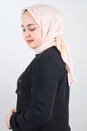 Qum İpek Kendinden Desenli Monogram Eşarp - Desen-01