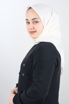 Qum İpek Kendinden Desenli Monogram Eşarp - Desen-01