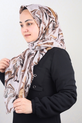 Poloist Desenli Keten Flamlı Eşarp - Desen-685